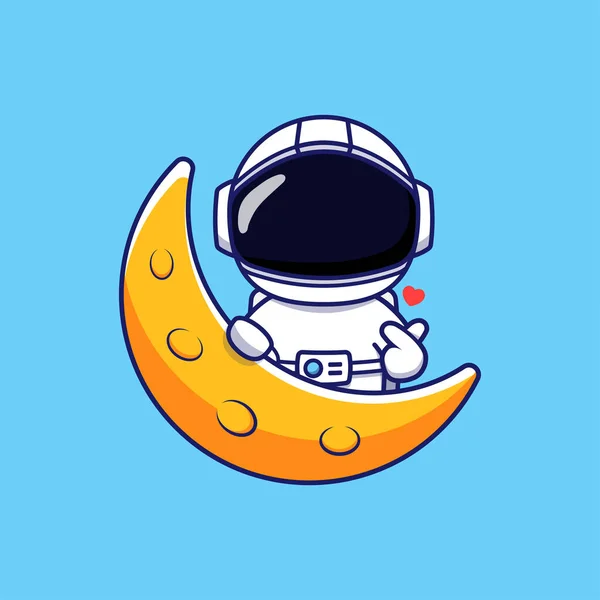 Mignon Astronaute Posant Main Amour — Image vectorielle