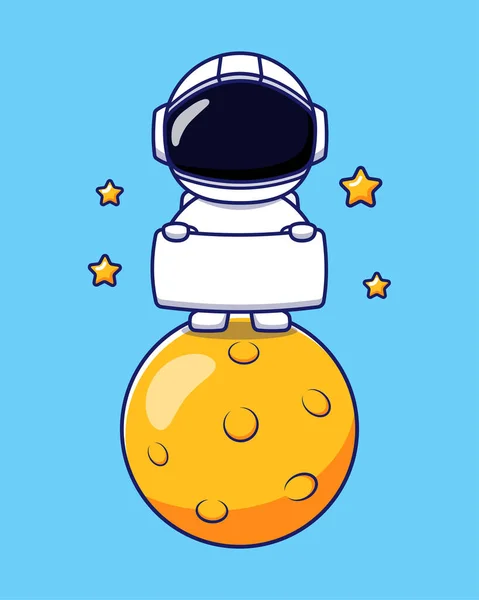 Cute Astronaut Moon — Stock Vector