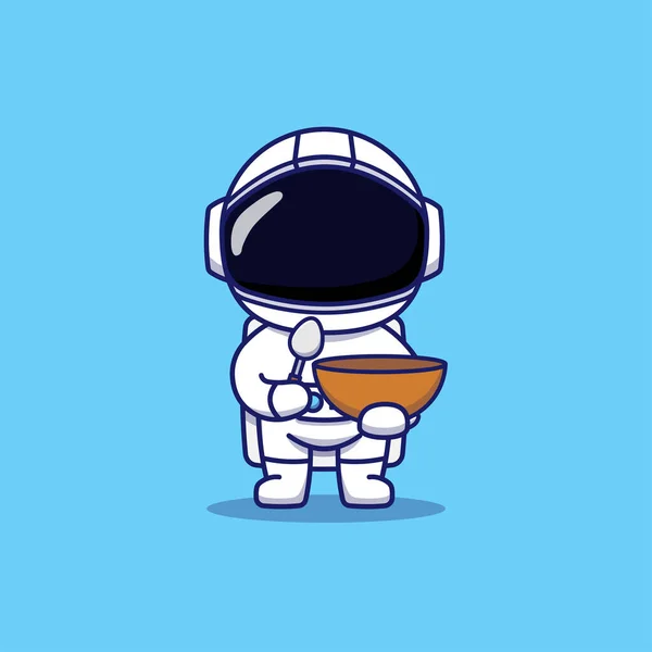 Cute Astronaut Carrying Spoon Bowl — Stockvektor