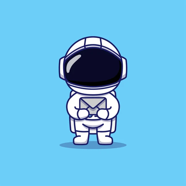 Cute Astronaut Carrying Gray Letter — Stockvektor