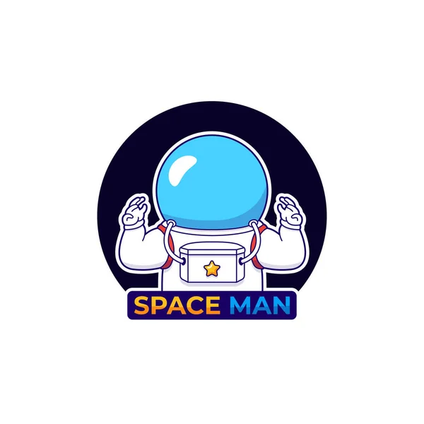 Astronauta Bonito Com Logotipo Fundo Espaço — Vetor de Stock