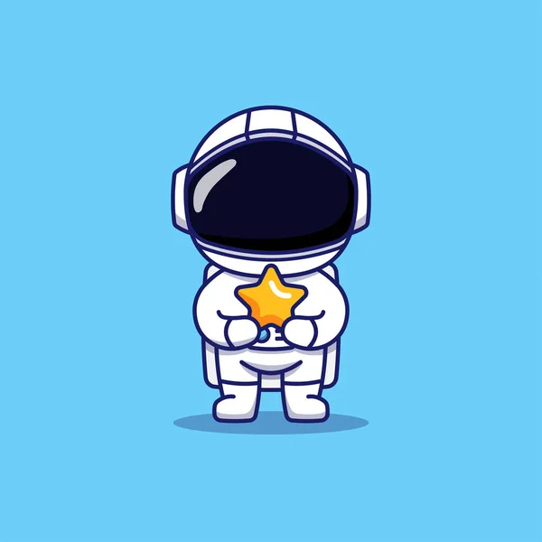 Astronauta Bonito Carregando Uma Estrela Ilustração De Bancos De Imagens