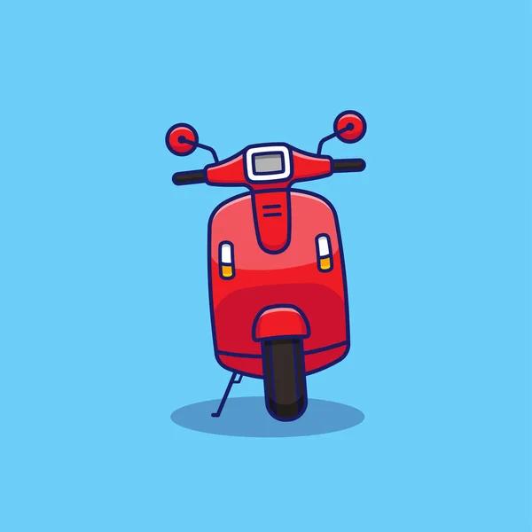 Cute Red Scooter Icon Cartoon Blue Background — Stock Vector