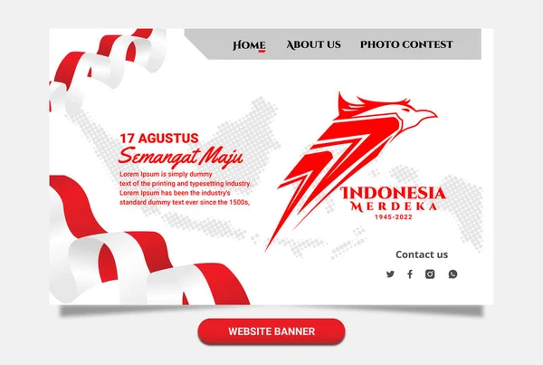 77Th Indonesian Independence Website Banner Template - Stok Vektor