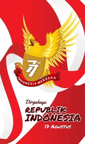 Golden Garuda Logo Years Indonesian Independence — Stockový vektor