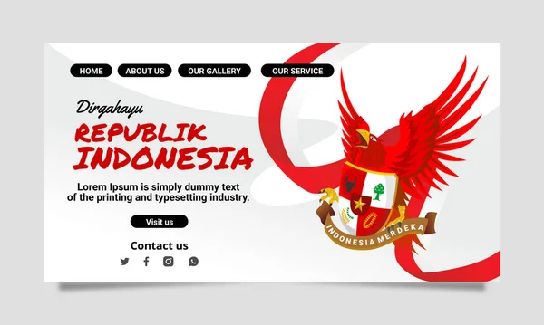 Indonesian Independence Website Landing Page — Vetor de Stock