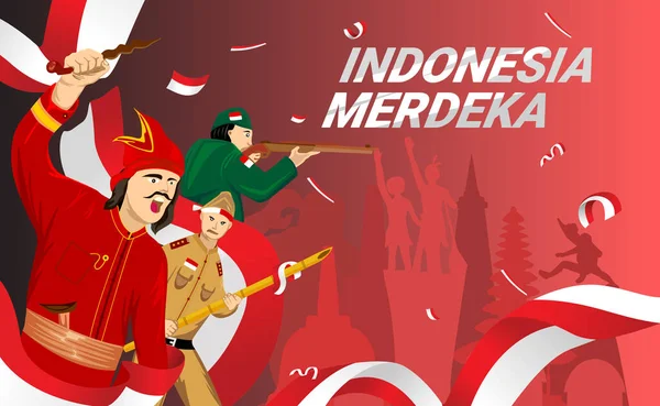 Indonesian Independence Hero Spirit Vector Illustration —  Vetores de Stock