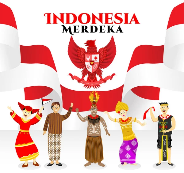 Indonesian Independence Poster Celebrating Independence Republic Indonesia August - Stok Vektor