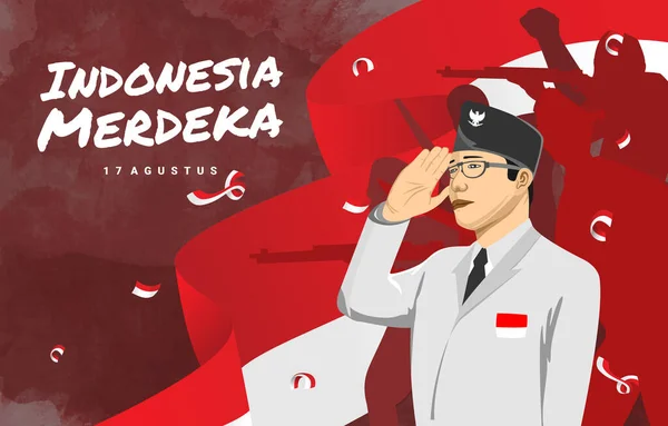 Illustration Heroes Spirit Indonesian Independence — Stockový vektor