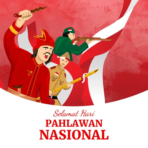 Illustration Social Media Size Template Indonesian Heroes Day Announcement — 图库矢量图片