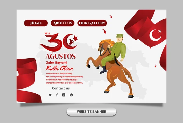 Banner Turkey Country Victory Day Website Agustos Premium Vector — 图库矢量图片