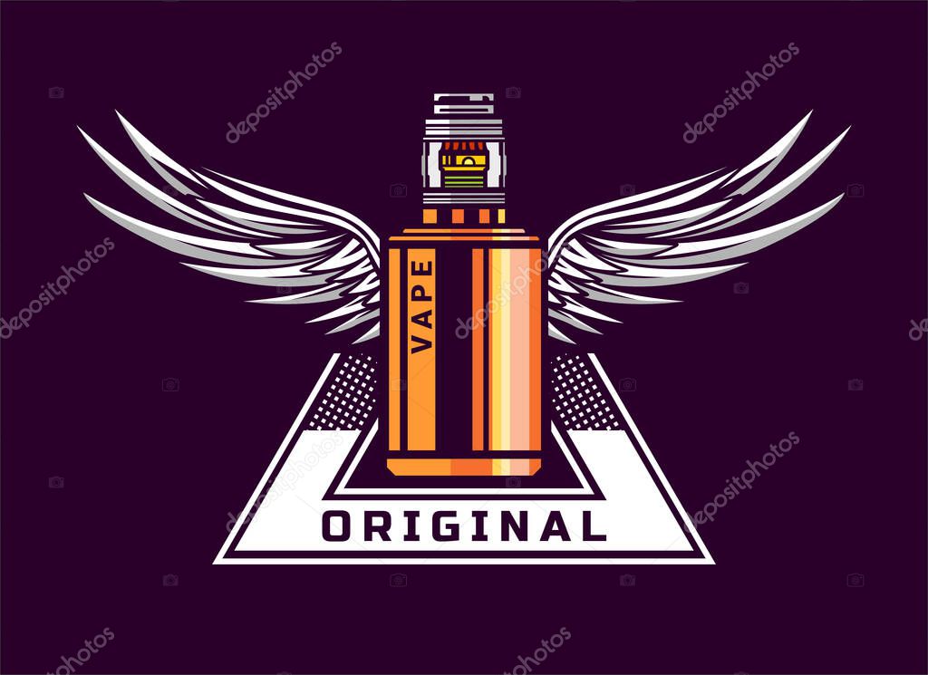 Elegant flat illustration vector for vape mascot with wings