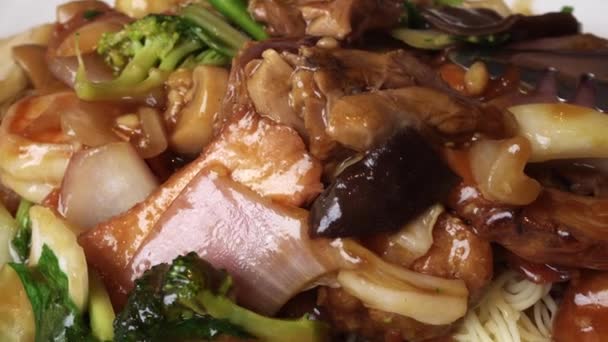 Close Dari Khas Peru Makanan Cina Dari Chifa Pada Siang — Stok Video