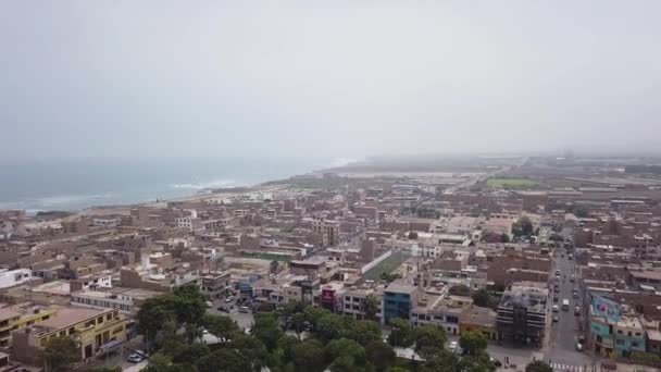 Воздушный Беспилотник Вид Чанкай Лиму Перу Море — стоковое видео