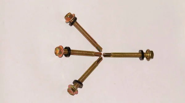 Çatı cıvataları beyaz arkaplanda izole edildi
