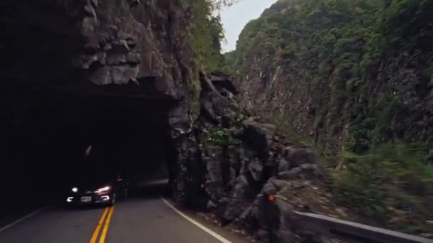 Piękna Jesień Mostu Górsko Księżycowego Parku Narodowym Taroko Tajwan — Wideo stockowe