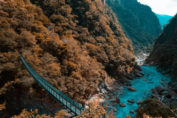 Beau Pont Montagne Lune Dans Parc National Des Gorges Taroko — Photo