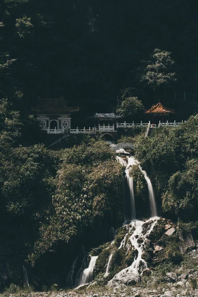Changchun Temple Eternal Spring Shrine Waterfall Taroko National Park Hualien — Stock Photo, Image