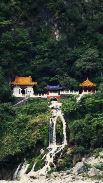 Changchun Tempel Waterval Taroko National Park Hualien Taiwan — Stockvideo