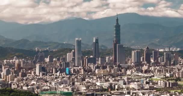 Timelapse Van Typhoon Dag Van Het Stadsbeeld Taipei Taiwan — Stockvideo