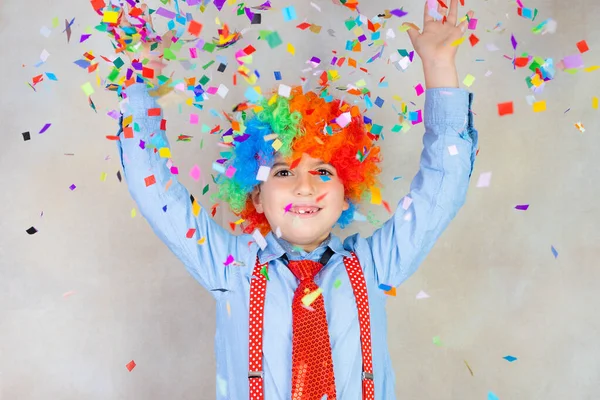 Funny Kid Necktie Wig Carnival — Stock Photo, Image