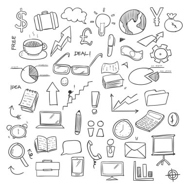 El Çizimi İş Doodle Vektörü