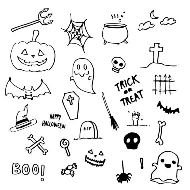 Cadılar Bayramı karalama el çizim vektörü