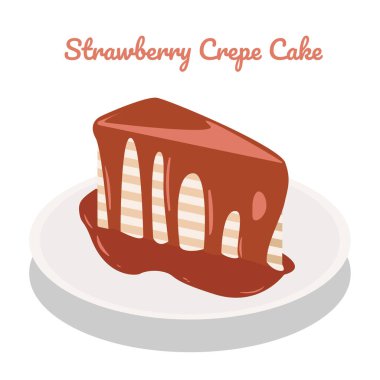 Tabakta çilekli krep, beyaz arkaplanda vektör