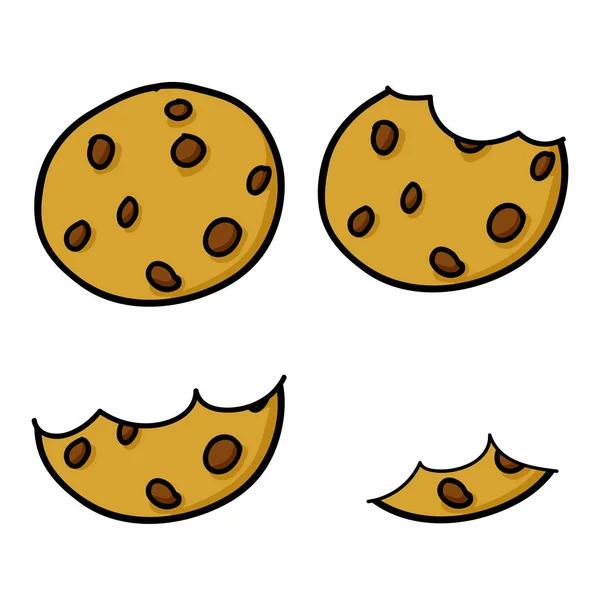 Choklad Chip Cookies Hand Ritning Tecknad Vektor — Stock vektor