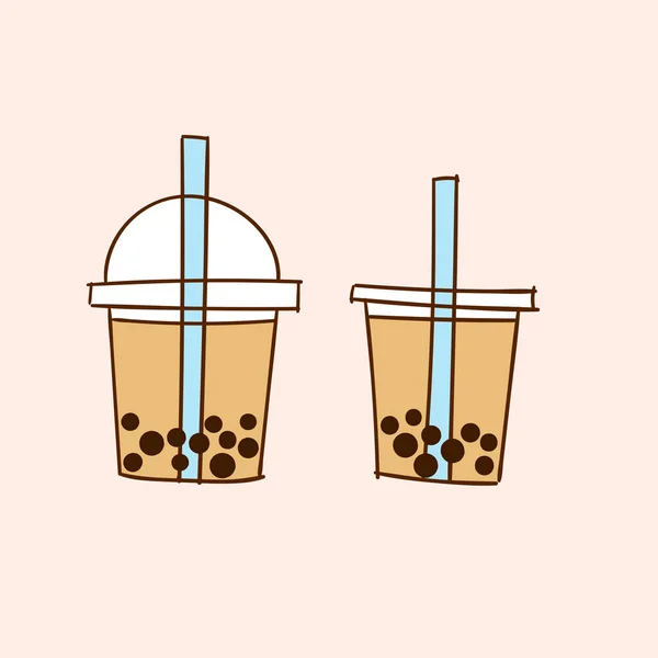 Bubble Tea Lait Doodle Vecteur Dessin — Image vectorielle