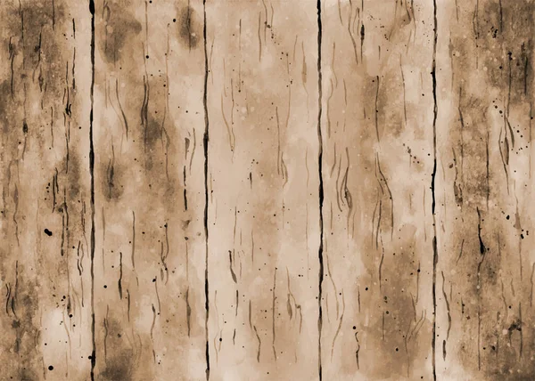 水の色茶色の木製の床のテクスチャの背景 手描き水彩汚れ抽象的な背景 — ストックベクタ