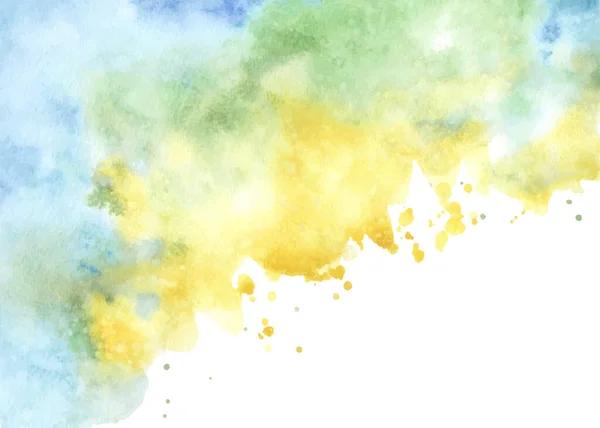 Abstrakter Lebendiger Aquarell Splatter Hintergrund Blauer Und Gelber Farbverlauf Aquarell — Stockvektor