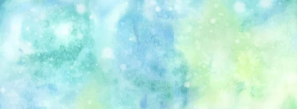 Абстрактная Сине Зеленая Акварель Фоне Зимний Акварель Горизонтальный Фон Падающей — стоковый вектор