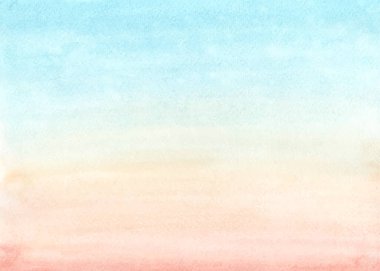 Açık mavi-turuncu gradyan suluboya ile soyut arkaplan. El boyası suluboya lekeler doku arka plan, tasarım manzarası, başlık, afiş, ağ, kart veya duvar sanatı için kullanılan vektör.