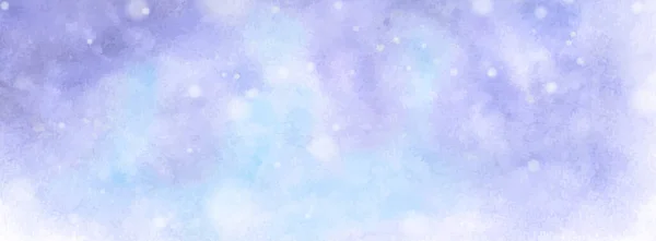 背景は淡青紫色の水彩画 テクスチャは 雪が降ると水彩手描きの水平な背景を汚れ ヘッダー バナー または壁の芸術に使用されるベクトル — ストックベクタ