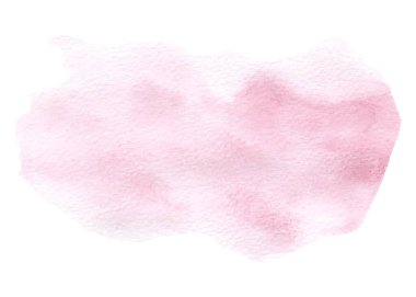 Beyaz arka planda izole edilmiş suluboya pembe boya dokusu. Tebrik kartı tasarımı, broşürü, posteri, kapağı veya afişi için arka plan unsurları olarak kullanılan soyut suluboya fırçalar.