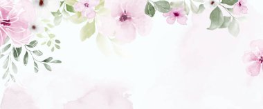 Gül ve suluboya resim arkaplanı bırakıyor. Çiçeklerin suluboya sanat tasarımı. Düğün dekorasyonu, tebrik kartı, kapak, başlık veya duvar dekorasyonu için uygun.