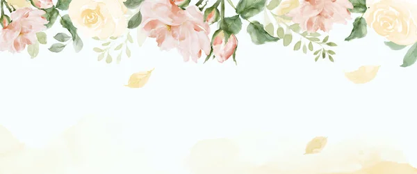 Rose Leaves Watercolor Abstract Art Background Vector Banner Collection Art — Vector de stock