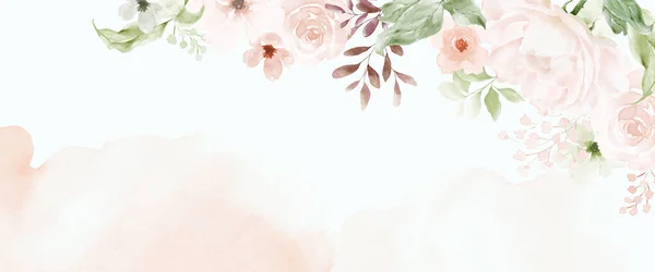 Rose Leaves Watercolor Abstract Art Background Vector Banner Collection Art — Vetor de Stock