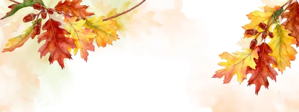 Akvarel Abstraktní Pozadí Podzimní Kolekce Sezónními Listy Akvarel Přírodní Umění — Stock fotografie