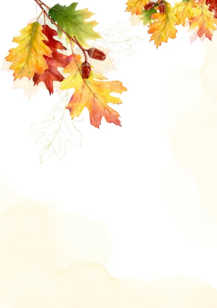 Aquarel Template Herfst Kleurrijk Aquarel Natuurlijke Kunst Herfst Achtergrond Perfect — Stockfoto