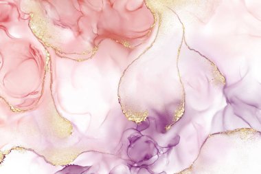 Alkol mürekkebi tekniğiyle donatılmış, lüks bir görünüş için parlak altın folyoyla süslenmiş soyut sıvı sanat arkaplanı. Arkaplan, pankart, tebrik kartı veya duvar dekorasyonu için uygun.