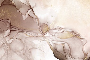 Alkol mürekkebi tekniğiyle donatılmış, lüks bir görünüş için parlak altın folyoyla süslenmiş soyut sıvı sanat arkaplanı. Arkaplan, pankart, tebrik kartı veya duvar dekorasyonu için uygun.