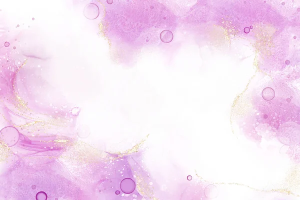 Abstract fluid art background with alcohol ink technique decorated with glittering gold foil for a luxurious look. Suitable for backgrounds, banners, greeting cards, or wall decoration.