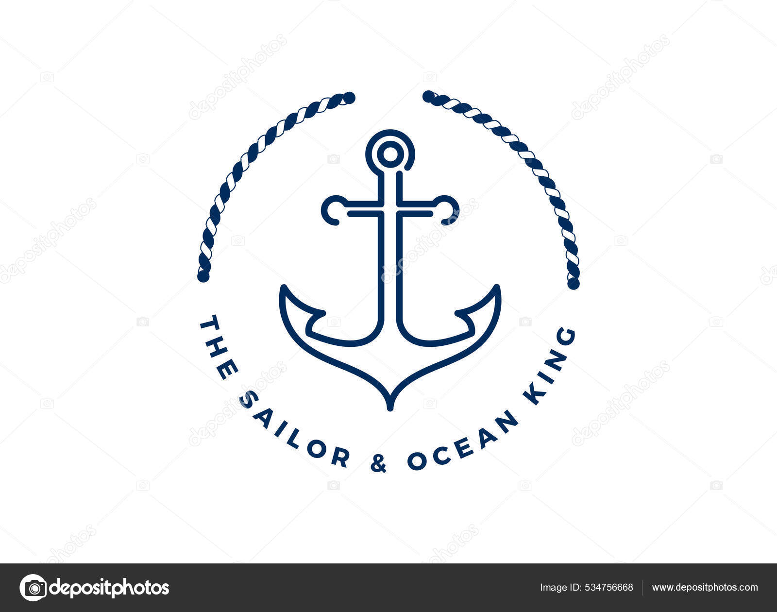 Anchor Rope Crown Marine Ship Boat Logo Design Stock Vector by
