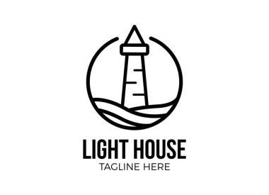 Deniz feneri, liman logosu ilham veriyor. Minimalist logo