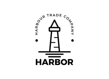 Deniz feneri, liman logosu ilham veriyor. Minimalist logo