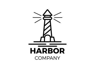 Deniz feneri, liman logosu ilham veriyor. Minimalist logo