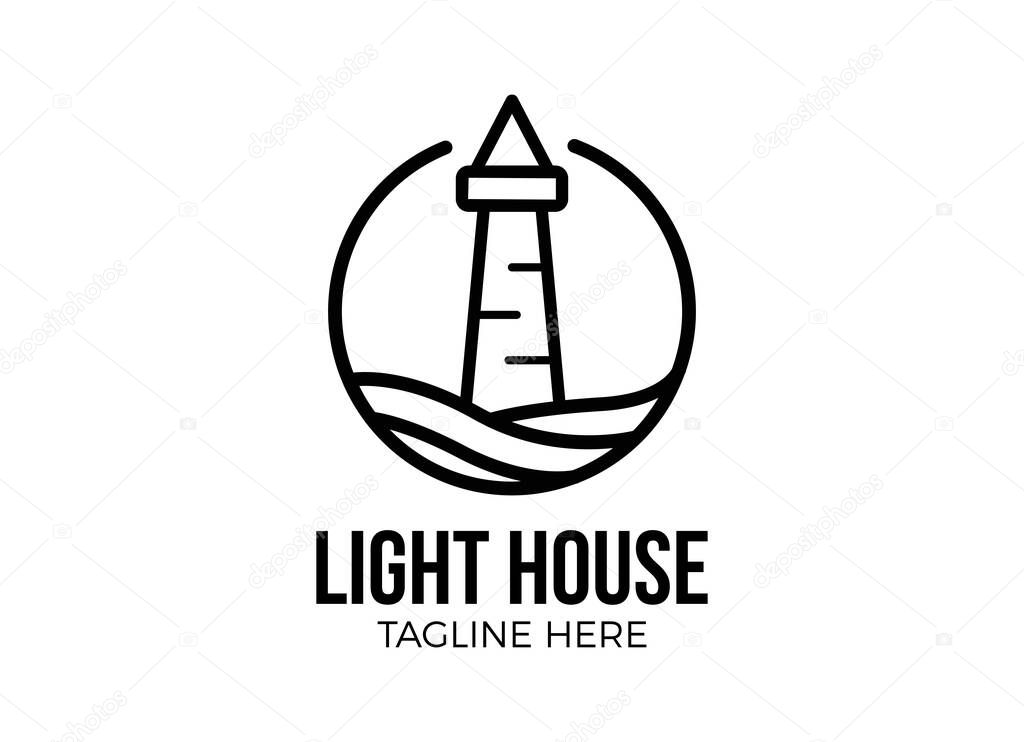 The lighthouse, harbor logo designs inspiration. Minimalist logo