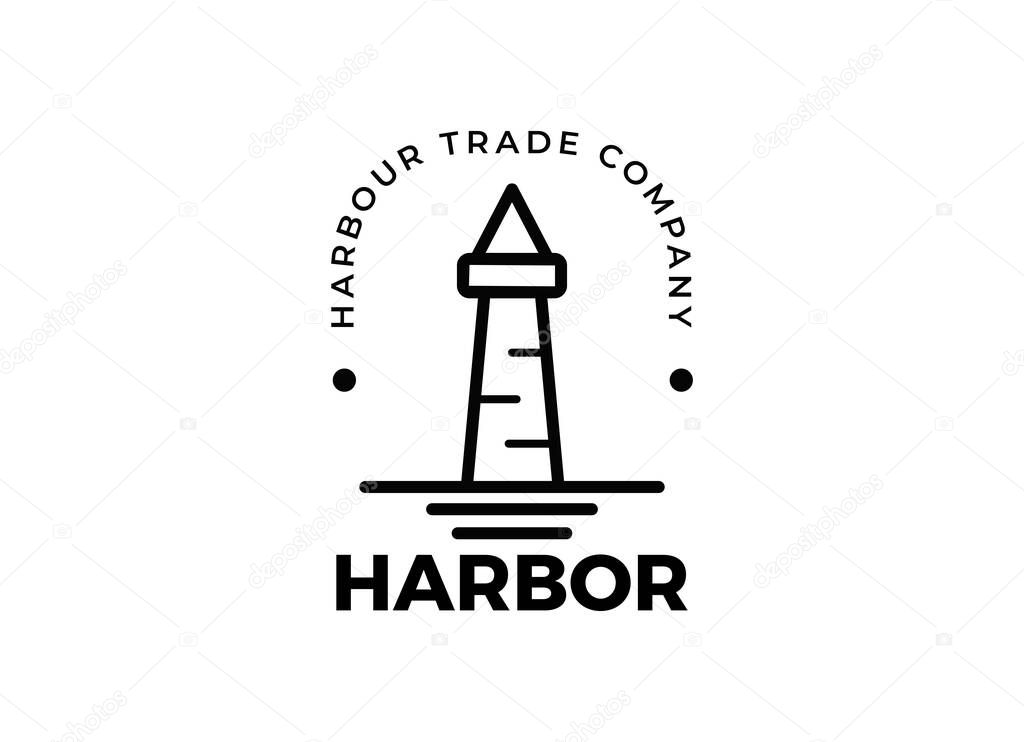 The lighthouse, harbor logo designs inspiration. Minimalist logo